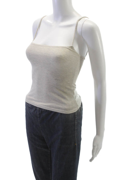 Perfect White Tee Women Tank Beige Square Neck Sleeveless Viscose Size XS