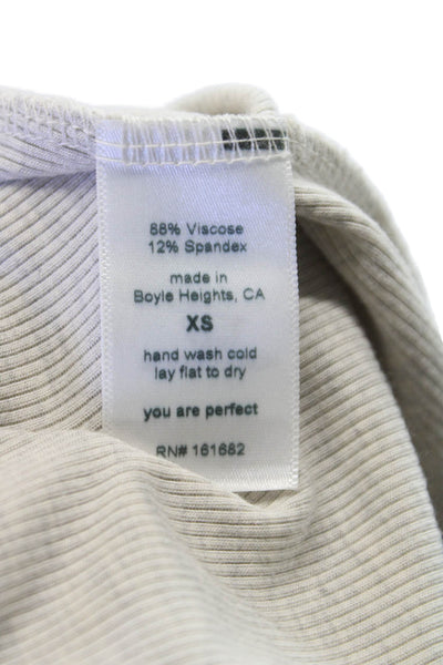 Perfect White Tee Women Tank Beige Square Neck Sleeveless Viscose Size XS