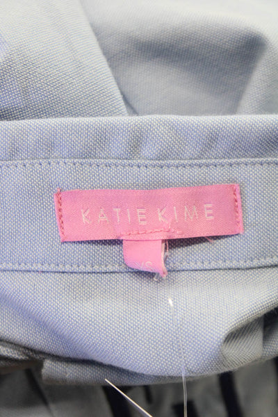 Katie Kime Women Blue Basic Collared Button-Up Long Sleeve Cotton Blend Size XS