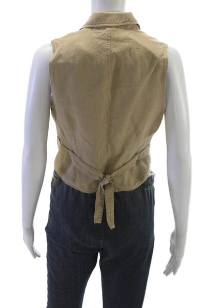 Alex Mill Women Beige Sleeveless Button Front Linen Tencel Cotton Vest Size S