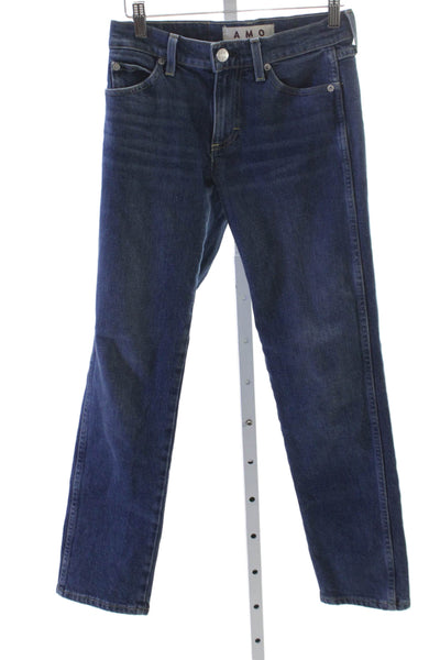 Amo Womens Straight Jeans Blue Mid Rise Cotton Blend Inseam 27 Size 23