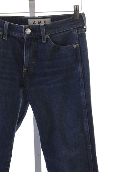 Amo Womens Straight Jeans Blue Mid Rise Cotton Blend Inseam 27 Size 23