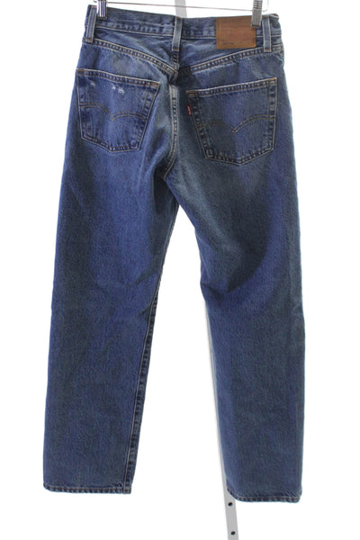 Levis Womens Straight Jeans Blue Button Mid Rise 30 Inseam Size 25