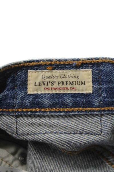 Levis Womens Straight Jeans Blue Button Mid Rise 30 Inseam Size 25