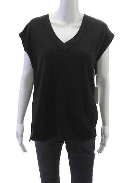 Z Supply Womens Basic T-Shirt Black V-Neck Sleeveless Size S