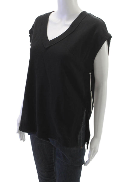Z Supply Womens Basic T-Shirt Black V-Neck Sleeveless Size S