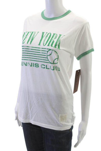 Retro Brand Unisex Adults Ringer T-Shirt White Crew Neck Short Sleeve Size S