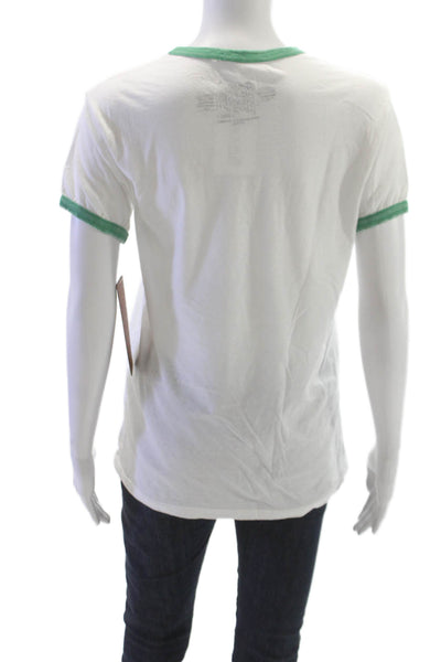 Retro Brand Unisex Adults Ringer T-Shirt White Crew Neck Short Sleeve Size S