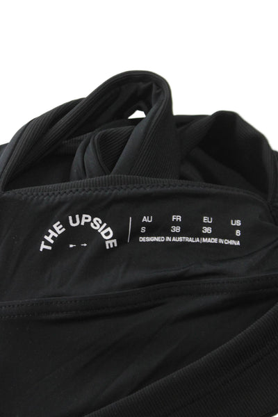 The Upside Womens Ribbed Samara Crop Tank Top Solid Black Size S