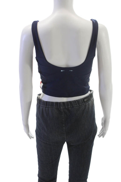 The Upside Womens Ballpark Lana Crop Tank Top Navy Size M