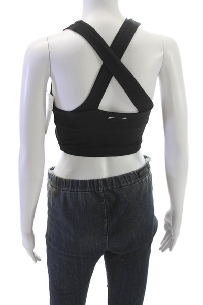 The Upside Womens Ribbed Samara Crop Tank Top Solid Black Size XS