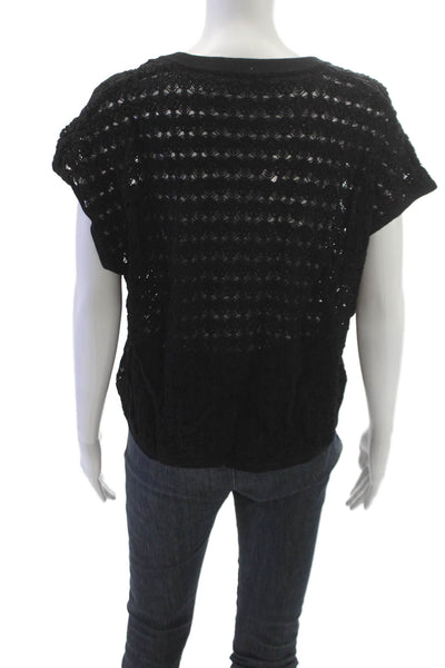 LNA Womens V-Neck Sleeveless Pullover Black Geometric Viscose Size M