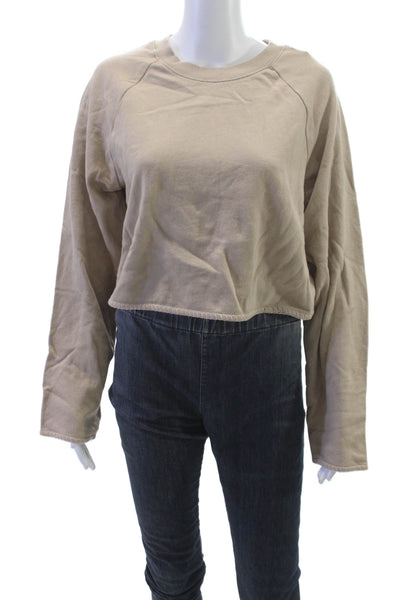 Z Supply Womens Pullover Crewneck Beige Cotton Size M