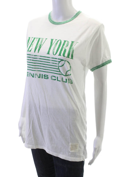 Retro Brand Unisex Adults Ringer T-Shirt White Crew Neck Short Sleeve Size M