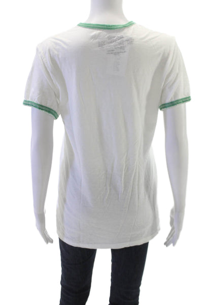 Retro Brand Unisex Adults Ringer T-Shirt White Crew Neck Short Sleeve Size M