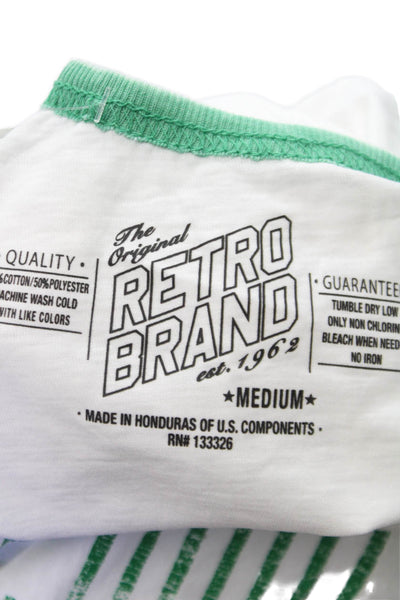 Retro Brand Unisex Adults Ringer T-Shirt White Crew Neck Short Sleeve Size M