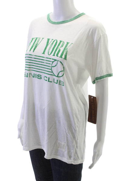 Retro Brand Unisex Ringer White T-Shirt Short Sleeve Graphic Crew Neck Size L