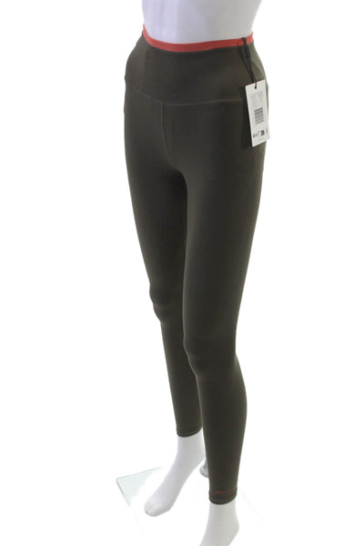 PE Nation Women Ankle Leggings Green Nylon Blend Size S