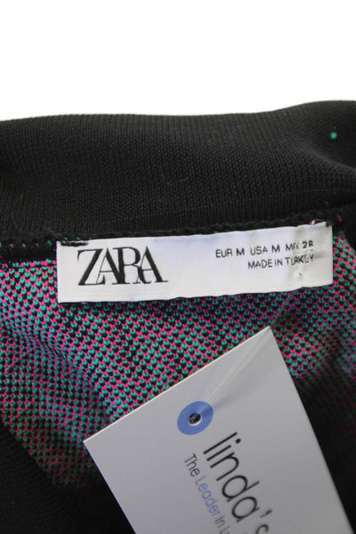 Zara Women Pink Geometric Collared Polo Short Sleeve Size M