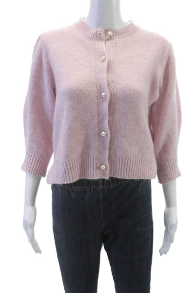 Zara Women Cardigan Pink 3/4 Sleeve Round Neck Size M