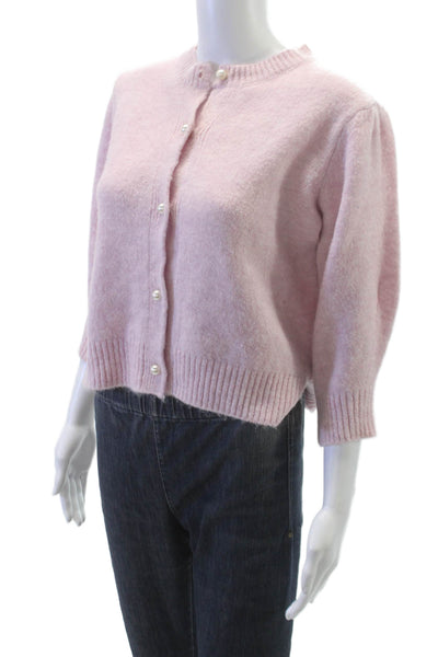 Zara Women Cardigan Pink 3/4 Sleeve Round Neck Size M