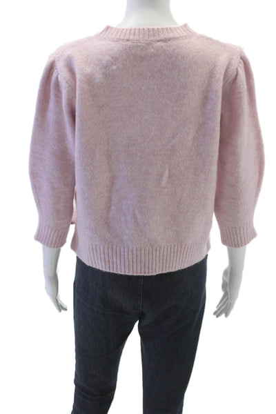 Zara Women Cardigan Pink 3/4 Sleeve Round Neck Size M
