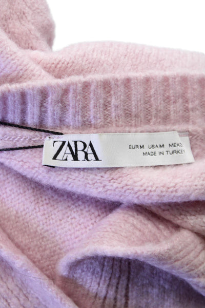 Zara Women Cardigan Pink 3/4 Sleeve Round Neck Size M