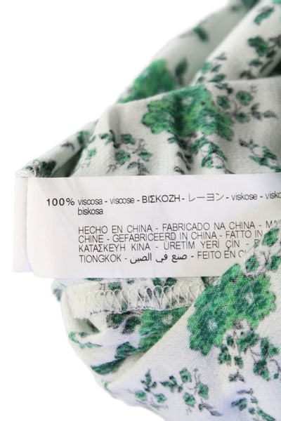 Zara Womens A-Line Floral V-Neck Midi Viscose Dress 3/4 Sleeve Button Size M