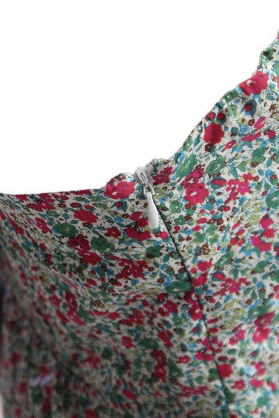J Crew Women Floral One Shoulder Mini Dress Multicolor Cotton Size 6