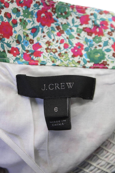 J Crew Women Floral One Shoulder Mini Dress Multicolor Cotton Size 6