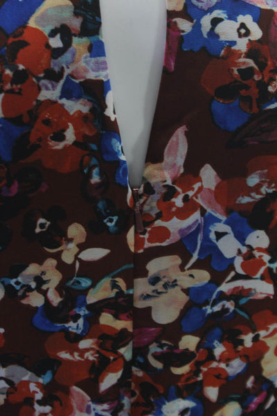 Karen Millen Women Fit & Flare Floral V-Neck Long Sleeve Knee Dress Size 6
