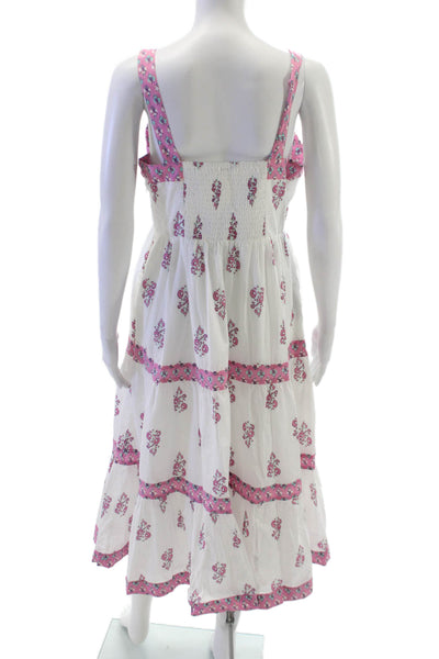 J Crew Women Sundress White Floral Square Neck Midi Cotton Sleeveless Size 6