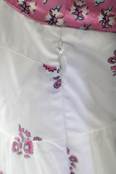 J Crew Women Sundress White Floral Square Neck Midi Cotton Sleeveless Size 6