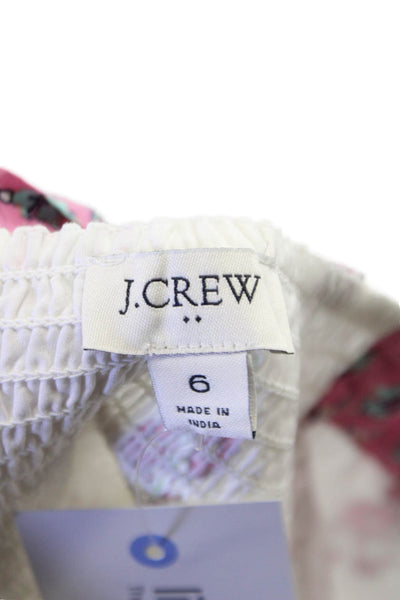 J Crew Women Sundress White Floral Square Neck Midi Cotton Sleeveless Size 6