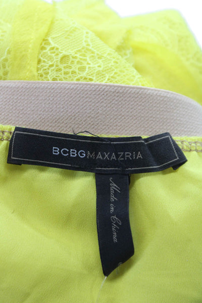 BCBGMAXAZRIA Womens Straight Pencil Skirt Yellow Nylon Solid Knee Length Size S