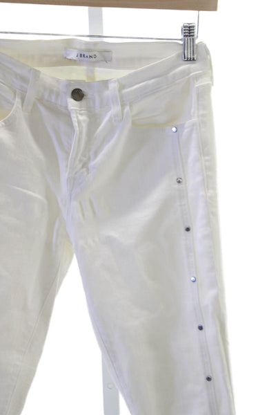 J Brand Womens Skinny Jeans White Mid Rise Cotton Size 26
