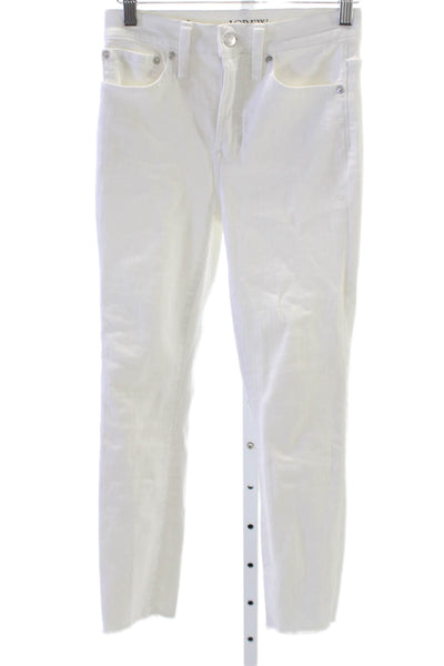 J Crew Womens Cropped White Mid Rise Button Cotton Blend Jeans Size 24P