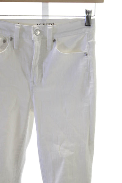 J Crew Womens Cropped White Mid Rise Button Cotton Blend Jeans Size 24P