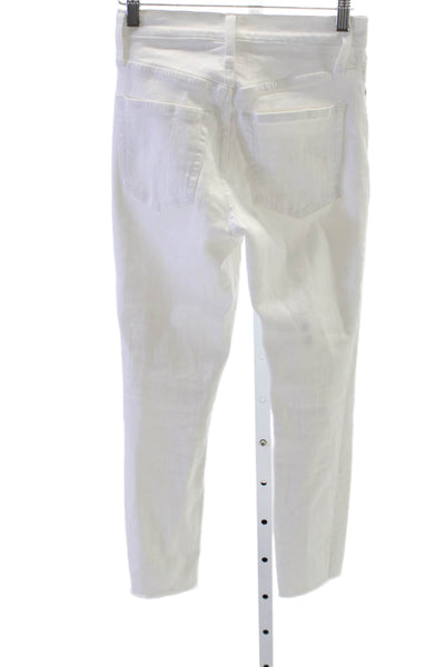 J Crew Womens Cropped White Mid Rise Button Cotton Blend Jeans Size 24P