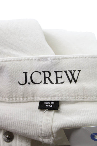 J Crew Womens Cropped White Mid Rise Button Cotton Blend Jeans Size 24P