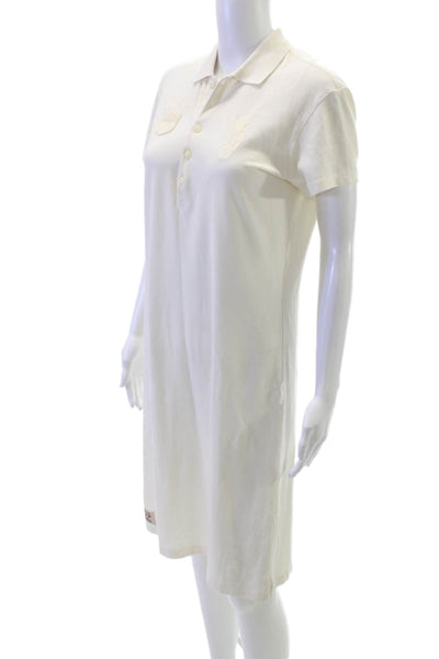 Ralph Lauren Blue Label Women Shirt Dress Ivory Cotton Short Sleeve Size S