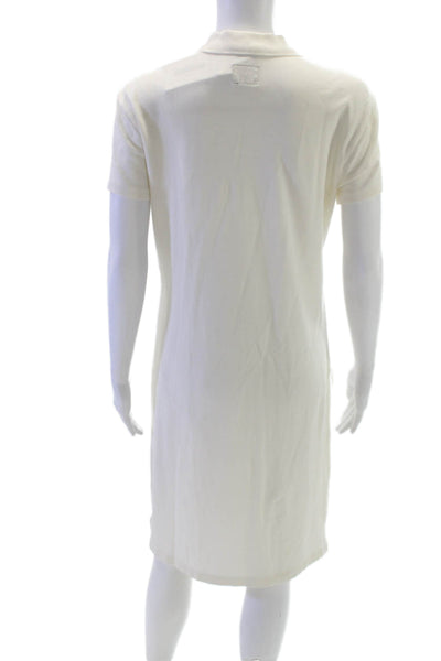 Ralph Lauren Blue Label Women Shirt Dress Ivory Cotton Short Sleeve Size S