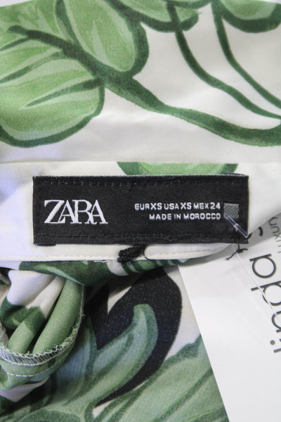 Zara Women Maxi Floral Collared Long Sleeve White Dress Size XS