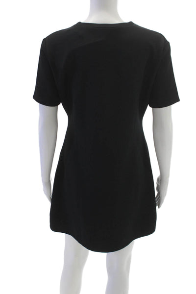 Zara Womens Shift Dress Black Short Sleeve Round Neck Polyester Size L