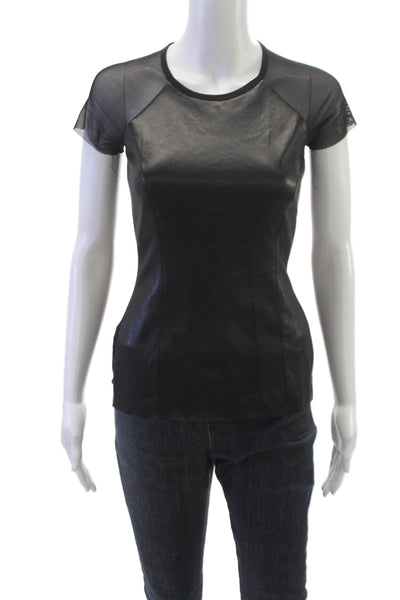 Bailey 44 Women Basic Black Nylon Crew Neck Short Sleeve T-Shirt Size S