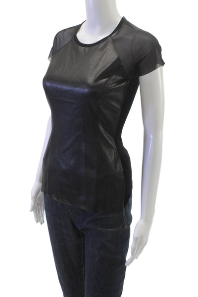 Bailey 44 Women Basic Black Nylon Crew Neck Short Sleeve T-Shirt Size S