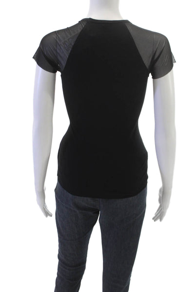 Bailey 44 Women Basic Black Nylon Crew Neck Short Sleeve T-Shirt Size S