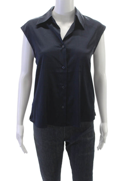 Banana Republic Womens Blue Collared Sleeveless Basic Button-Up Top Size XS