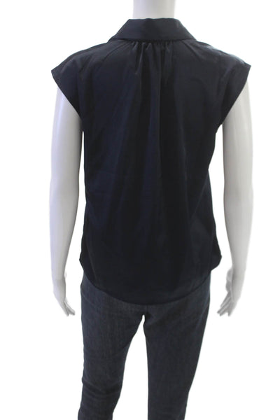 Banana Republic Womens Blue Collared Sleeveless Basic Button-Up Top Size XS