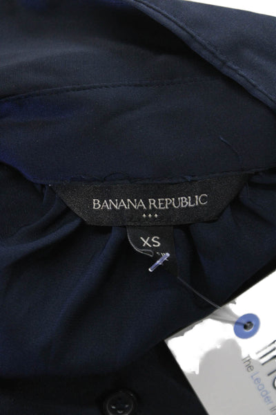 Banana Republic Womens Blue Collared Sleeveless Basic Button-Up Top Size XS